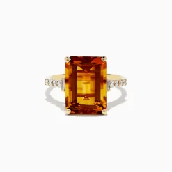 Rings|Effy Jewelry Sunset 14K Yellow Gold Citrine and Diamond Ring