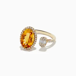 Rings|Effy Jewelry Sunset 14K Yellow Gold Citrine and Diamond Ring