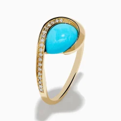 Rings|Effy Jewelry Terra 14K Yellow Gold Turquoise and Diamond Ring