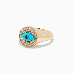 Rings|BH Multi Terra 14K Yellow Gold Turquoise and Diamond Evil Eye Ring