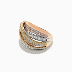 Rings|BH Multi Trio 14K Three Tone Diamond Crossover Ring