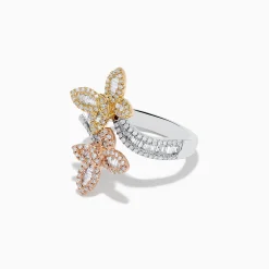 Rings|Effy Jewelry Trio 14K Three-Tone Gold Diamond Butterfly Bypass Ring
