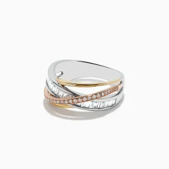 Rings|Effy Jewelry Trio 14K Three-Tone Gold Diamond Crossover Ring