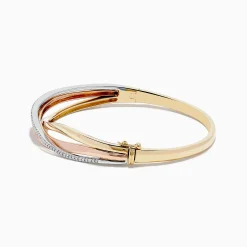 Bracelets|Effy Jewelry Trio 14K Three-Tone Gold Diamond Bangle 0.29 TCW
