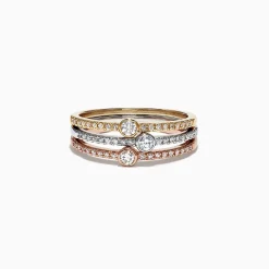Rings|Effy Jewelry Trio 14K Tri Color Gold Diamond Stack Ring, 0.50 TCW