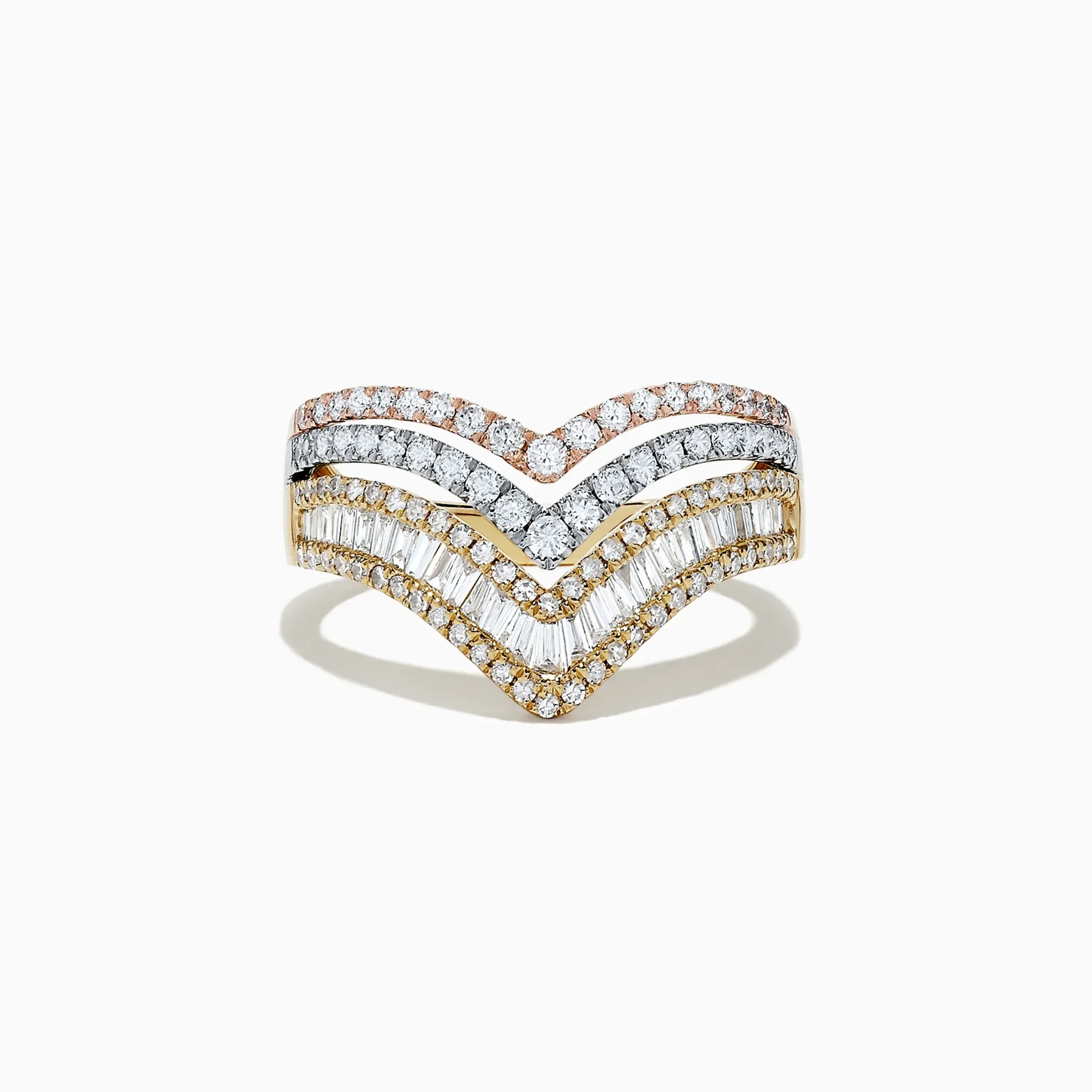 Rings|Effy Jewelry Trio 14K Tri Color Gold Diamond Ring, 0.88 TCW