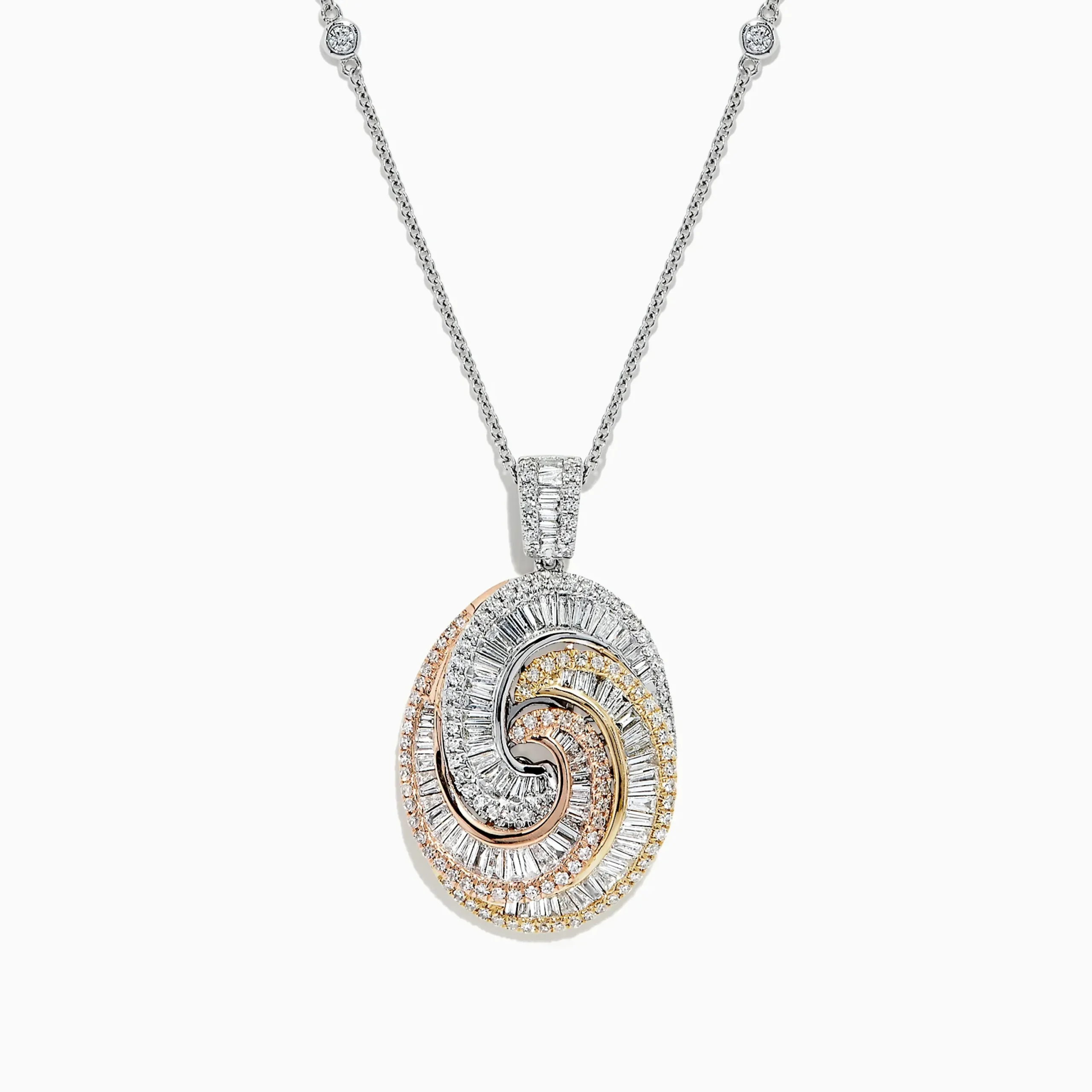 Necklaces & Pendants|BH Multi Trio 14K Tri Color Gold Diamond Swirl Pendant, 1.28 TCW