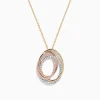 Necklaces & Pendants|BH Multi Trio 14K Tri Tone Gold Diamond Oval Crossover Pendant, 0.43 TCW