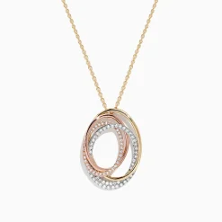 Necklaces & Pendants|BH Multi Trio 14K Tri Tone Gold Diamond Oval Crossover Pendant, 0.43 TCW