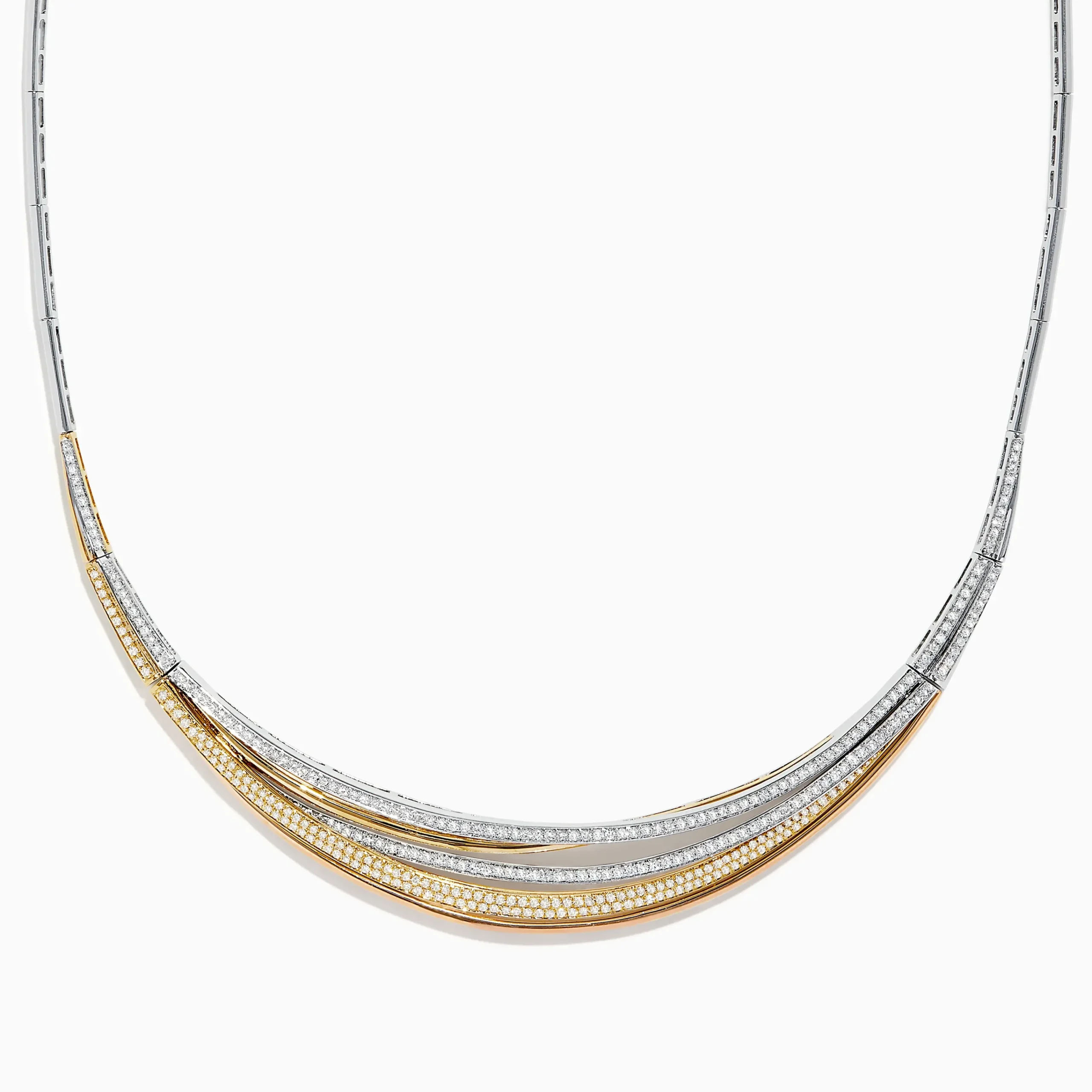 Necklaces & Pendants|Effy Jewelry Trio 14K Tri-Color Gold Diamond Collar Necklace, 1.33 TCW