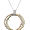 Necklaces & Pendants|Effy Jewelry Trio 14K Tri-Color Gold Diamond Circles Pendant, 0.30 TCW