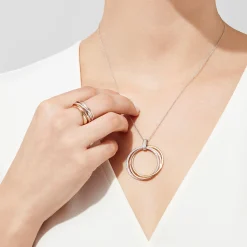 Necklaces & Pendants|Effy Jewelry Trio 14K Tri-Color Gold Diamond Circles Pendant, 0.30 TCW