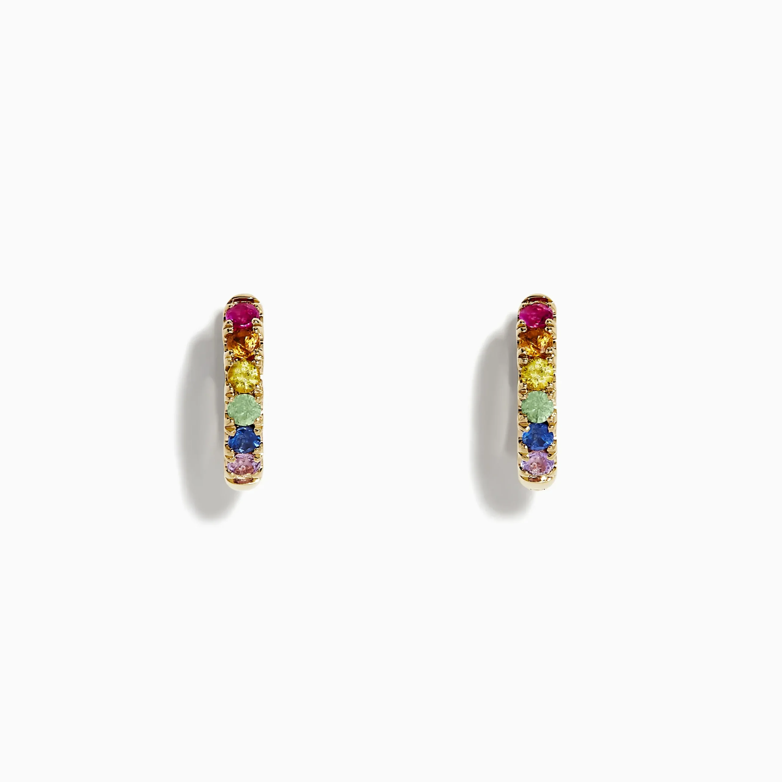 Earrings|Effy Jewelry Watercolor 14k Gold Multi Sapphire Huggie Earrings
