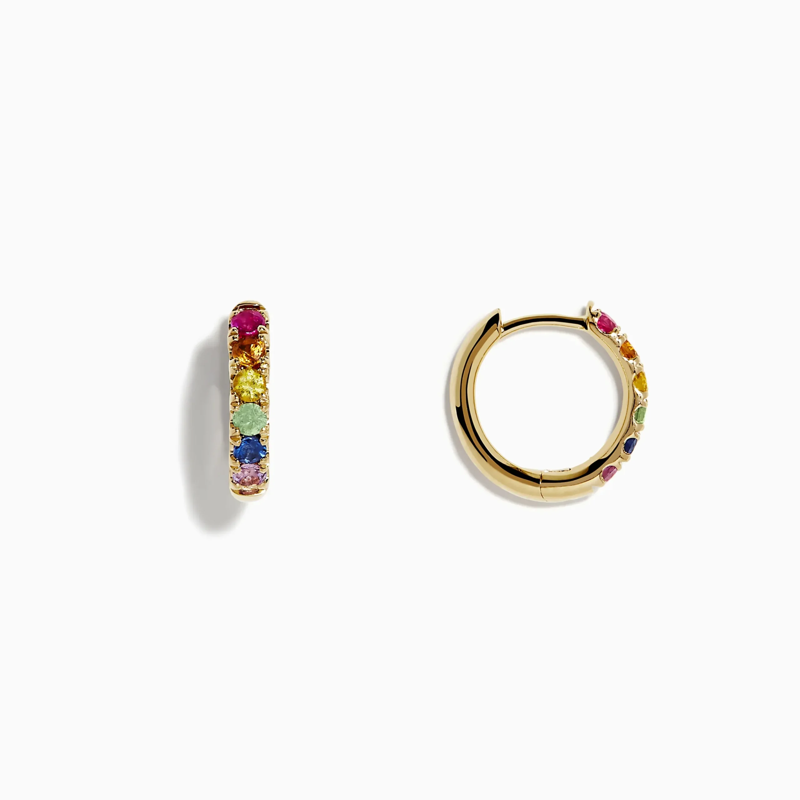 Earrings|Effy Jewelry Watercolor 14k Gold Multi Sapphire Huggie Earrings