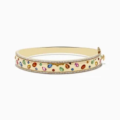 Bracelets|Effy Jewelry Watercolor 14k Yellow Gold Bezel Set Multi Sapphire Bangle