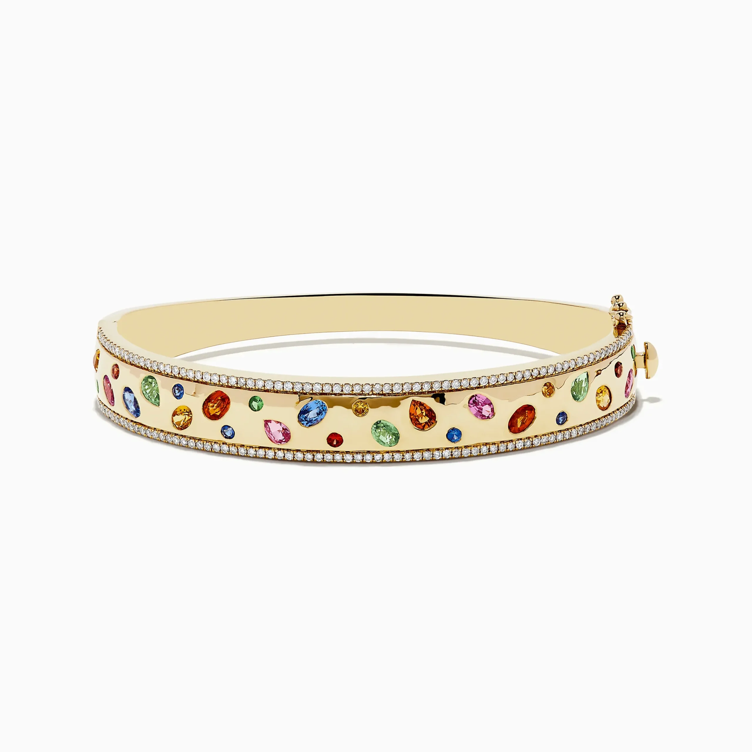 Bracelets|Effy Jewelry Watercolor 14k Yellow Gold Bezel Set Multi Sapphire Bangle