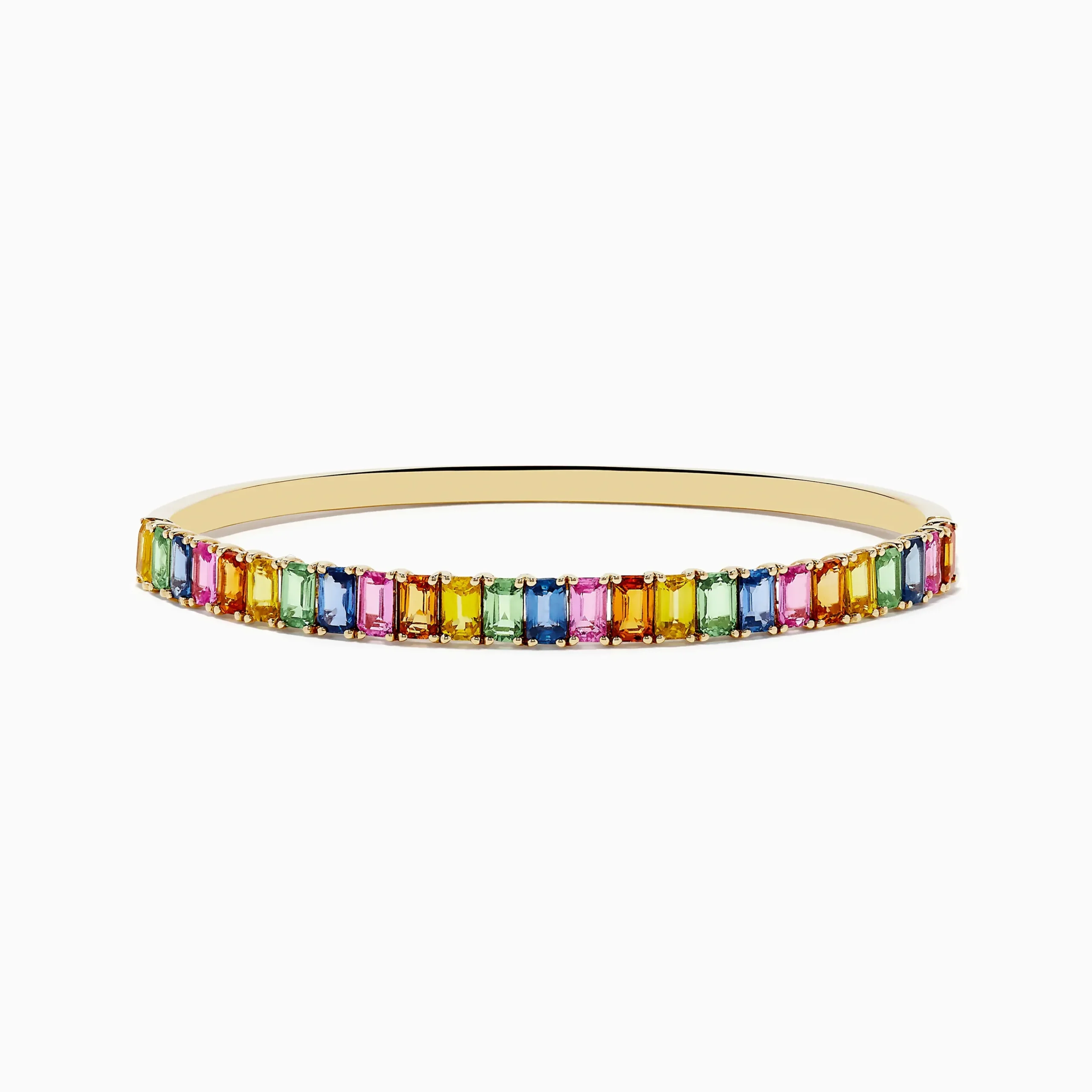 Bracelets|Effy Jewelry Watercolor 14k Yellow Gold Emerald Cut Multi Sapphire Bangle