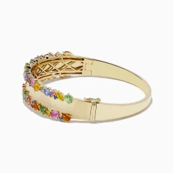 Bracelets|Effy Jewelry Watercolor 14k Yellow Gold Multi Sapphire Bangle