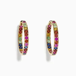 Earrings|Effy Jewelry Watercolor 14k Yellow Gold Multi Sapphire Hoop Earrings