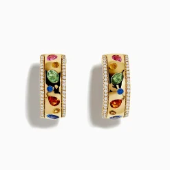 Earrings|Effy Jewelry Watercolor 14k Yellow Gold Bezel Set Multi Sapphire Earrings