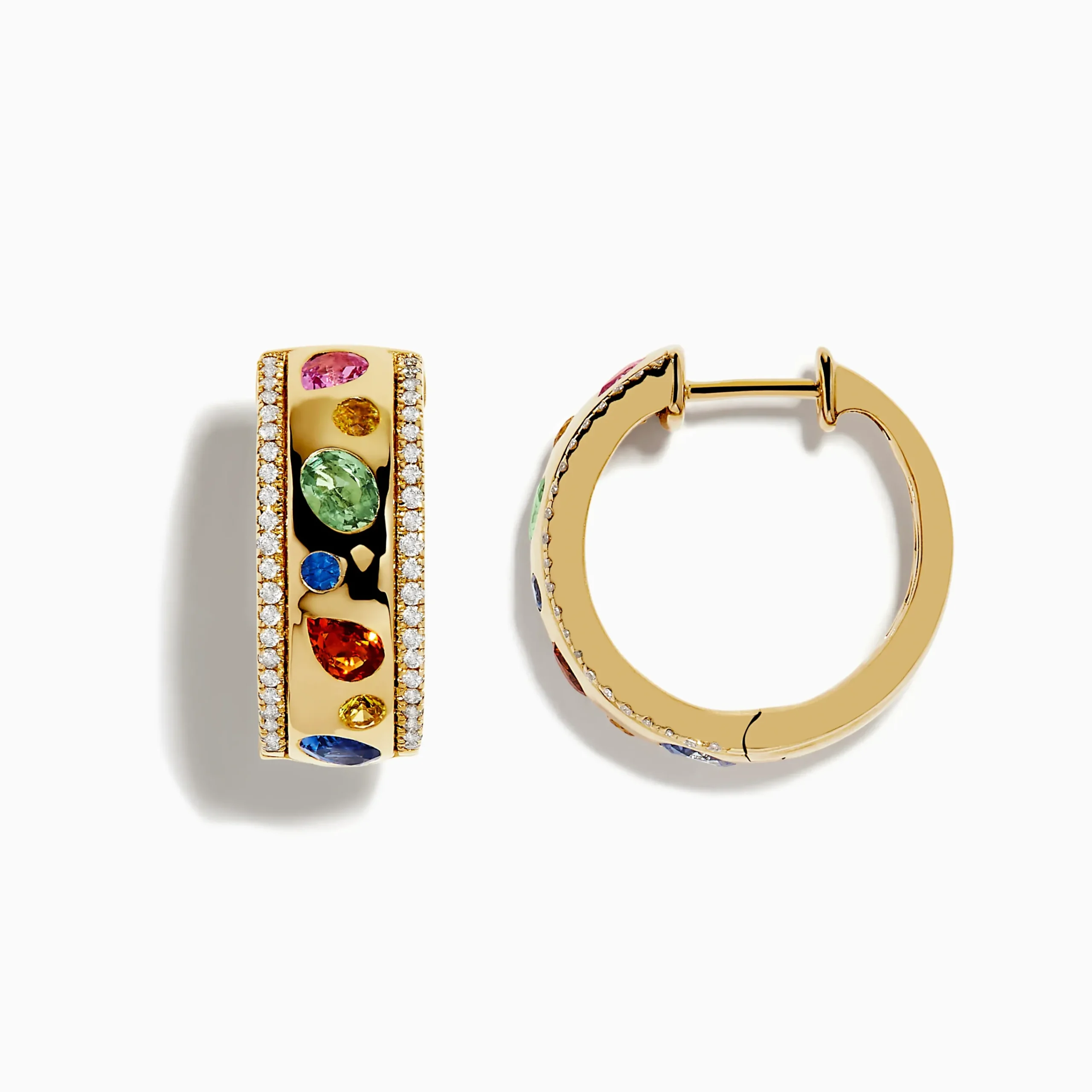 Earrings|Effy Jewelry Watercolor 14k Yellow Gold Bezel Set Multi Sapphire Earrings