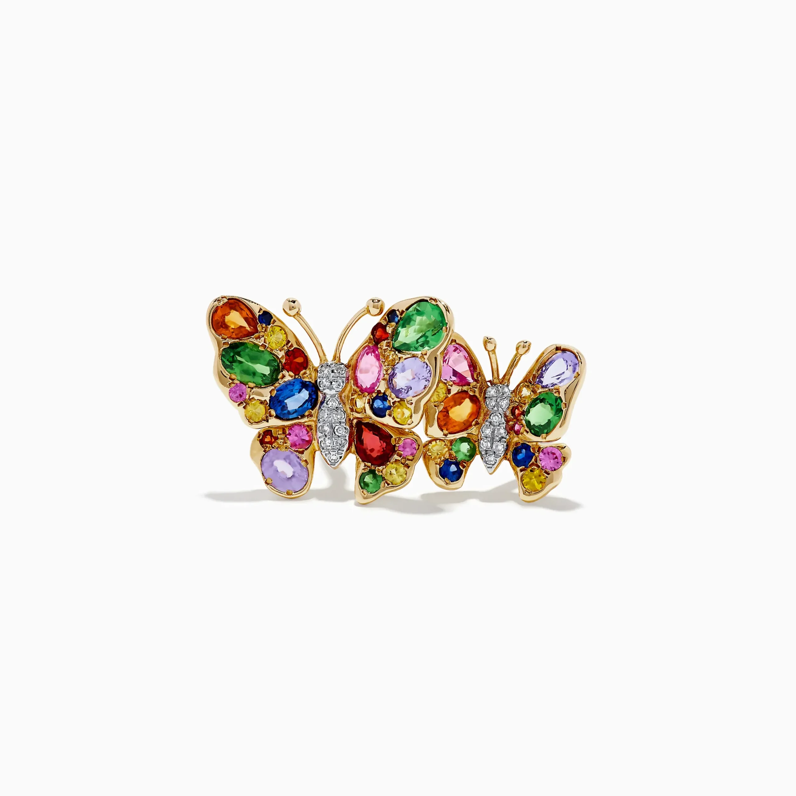 Rings|Effy Jewelry Watercolors 14K Gold Multi Sapphire and Diamond Butterfly Ring