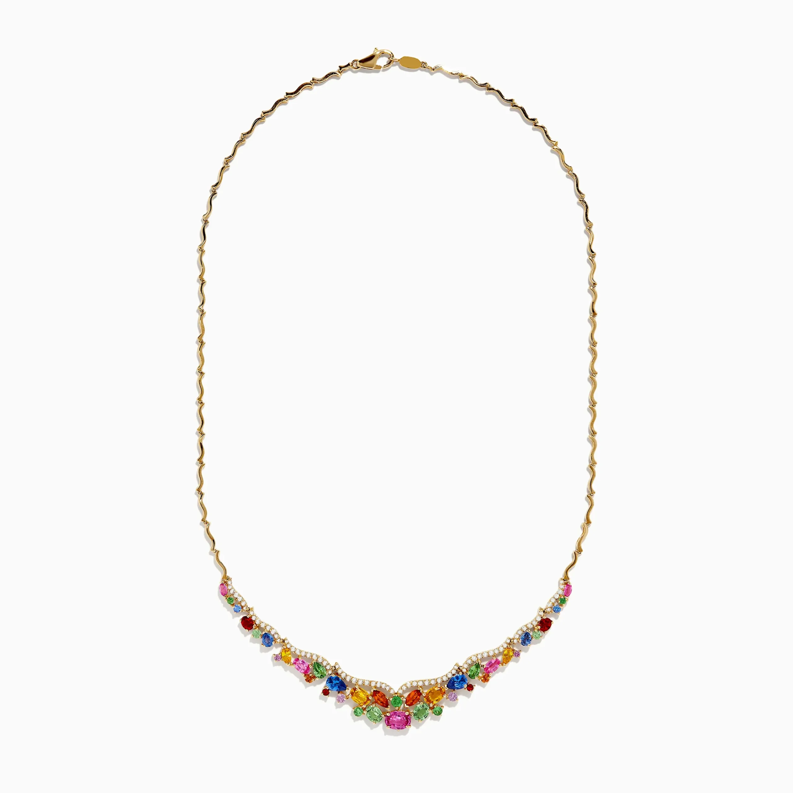 Necklaces & Pendants|Effy Jewelry Watercolors 14K Gold Multi Sapphire and Diamond Necklace