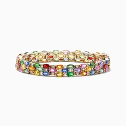 Bracelets|Effy Jewelry Watercolors 14K Gold Multi Sapphire u0026 Diamond Bracelet, 24.54 TCW