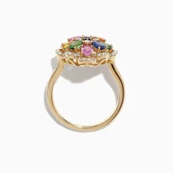 Rings|Effy Jewelry Watercolors 14K Gold Multi Sapphire and Diamond Ring, 1.91 TCW