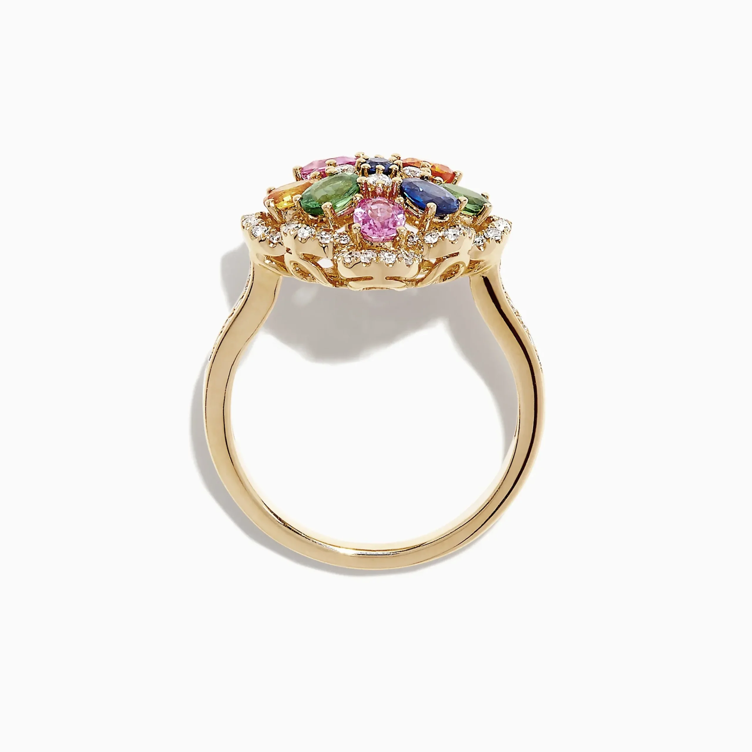 Rings|Effy Jewelry Watercolors 14K Gold Multi Sapphire and Diamond Ring, 1.91 TCW