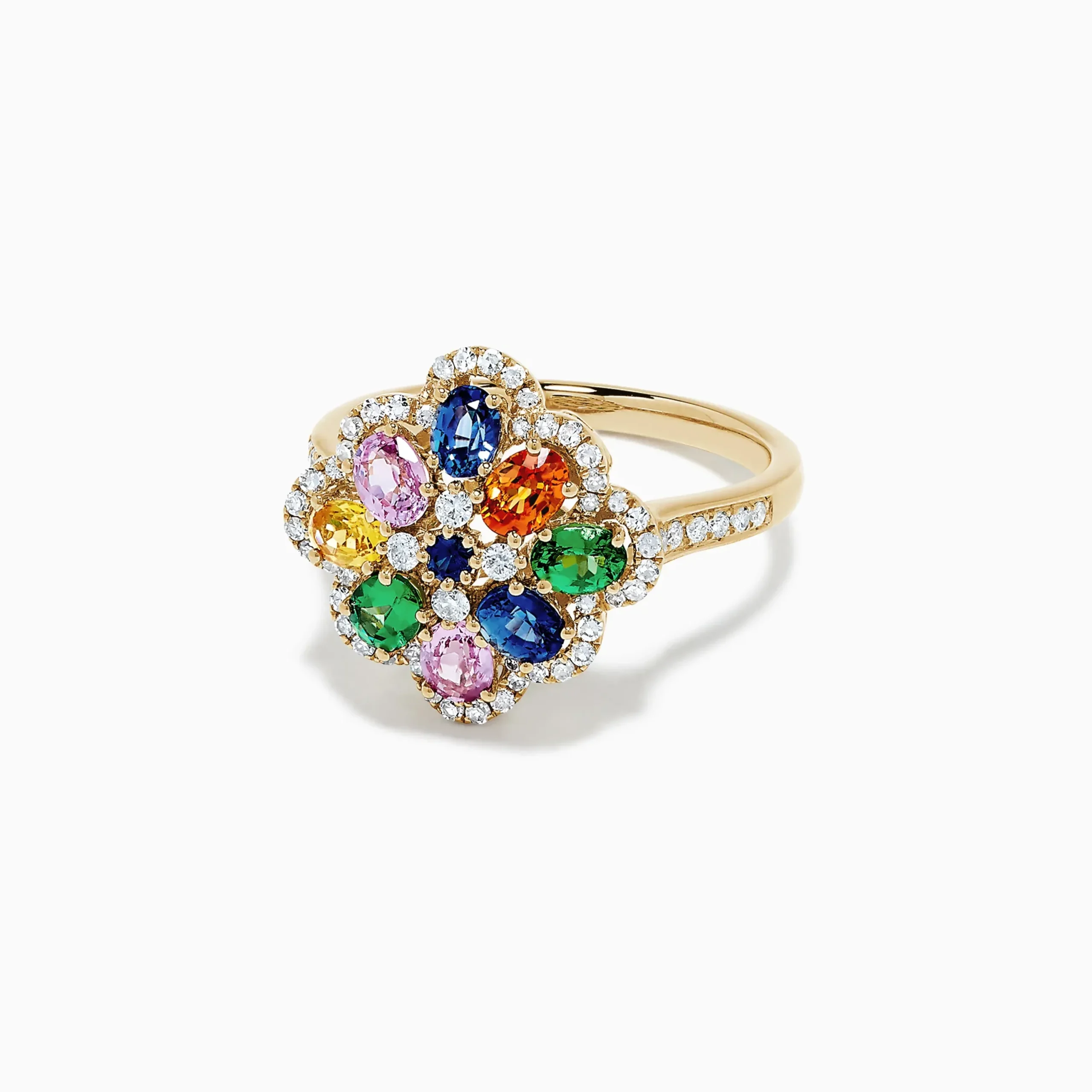 Rings|Effy Jewelry Watercolors 14K Gold Multi Sapphire and Diamond Ring, 1.91 TCW