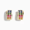Earrings|Effy Jewelry Watercolors 14K Gold Multi Sapphire and Diamond Hoop Earrings