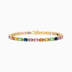 Bracelets|Effy Jewelry Watercolors 14K Gold Multi Sapphire and Diamond Bracelet, 8.96 TCW