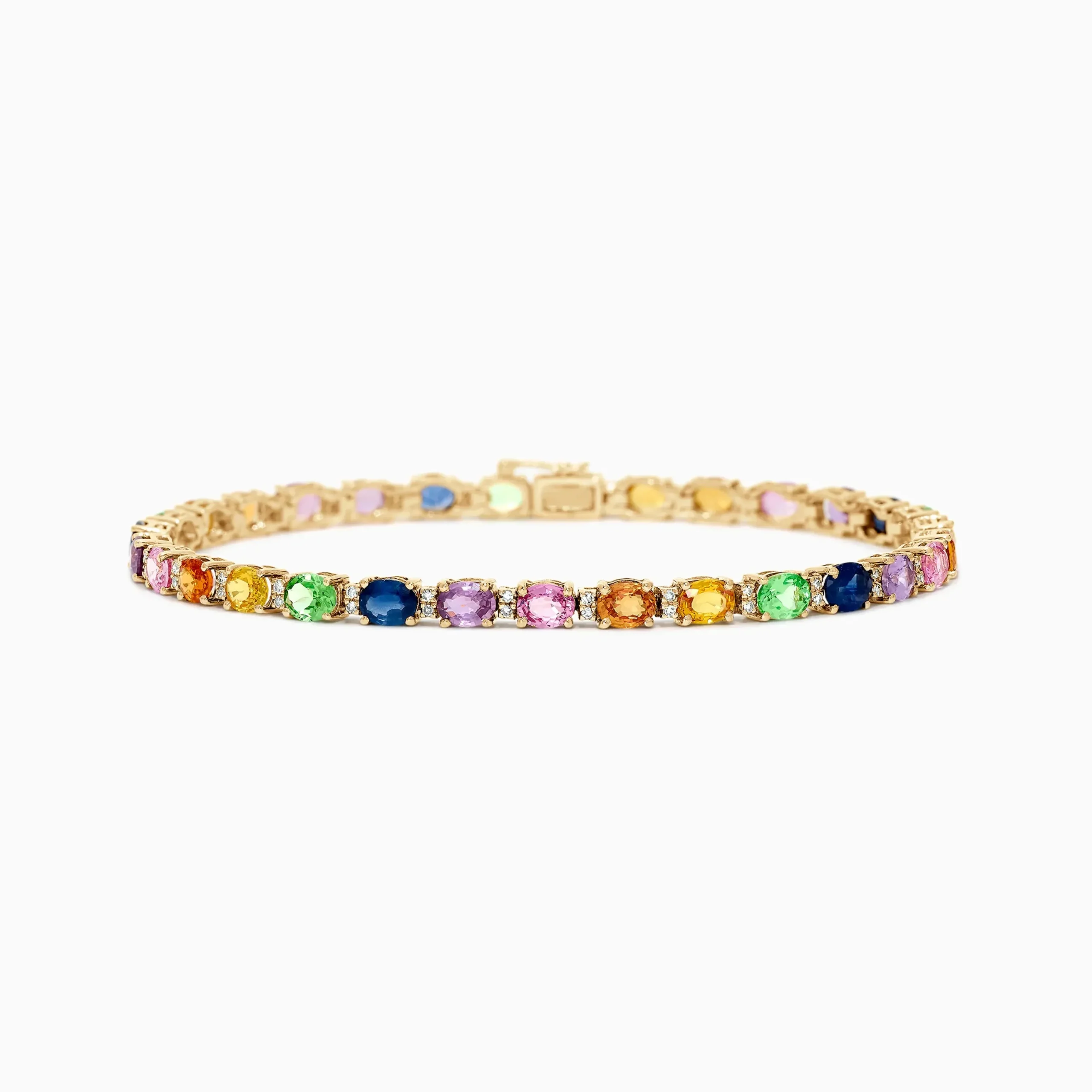 Bracelets|Effy Jewelry Watercolors 14K Gold Multi Sapphire and Diamond Bracelet, 8.96 TCW