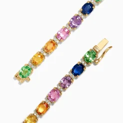 Bracelets|Effy Jewelry Watercolors 14K Gold Multi Sapphire and Diamond Bracelet, 8.96 TCW