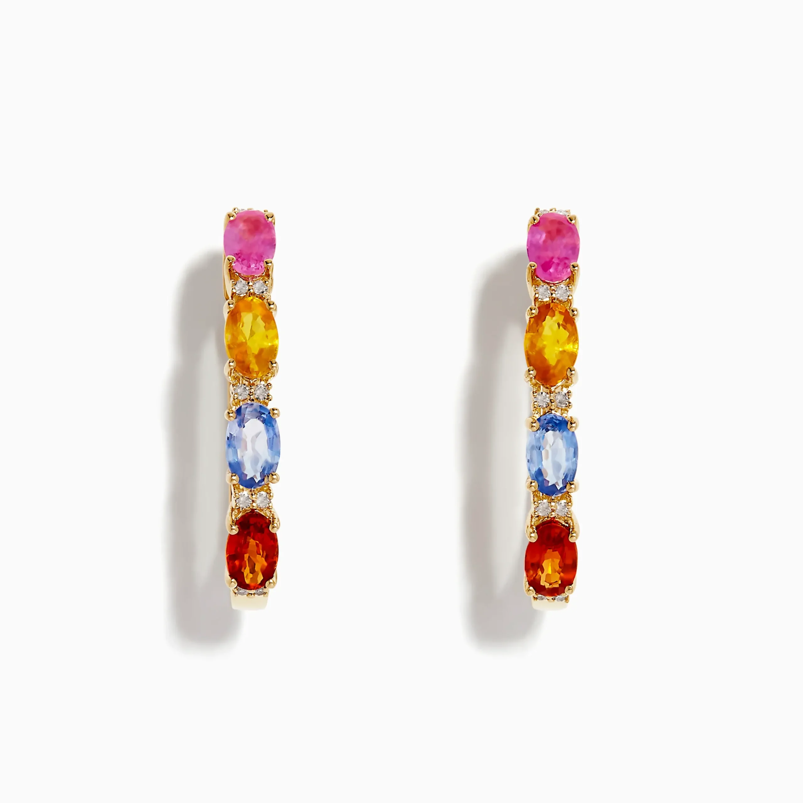 Earrings|Effy Jewelry Watercolors 14K Gold Multi Sapphire and Diamond Earrings, 2.58 TCW