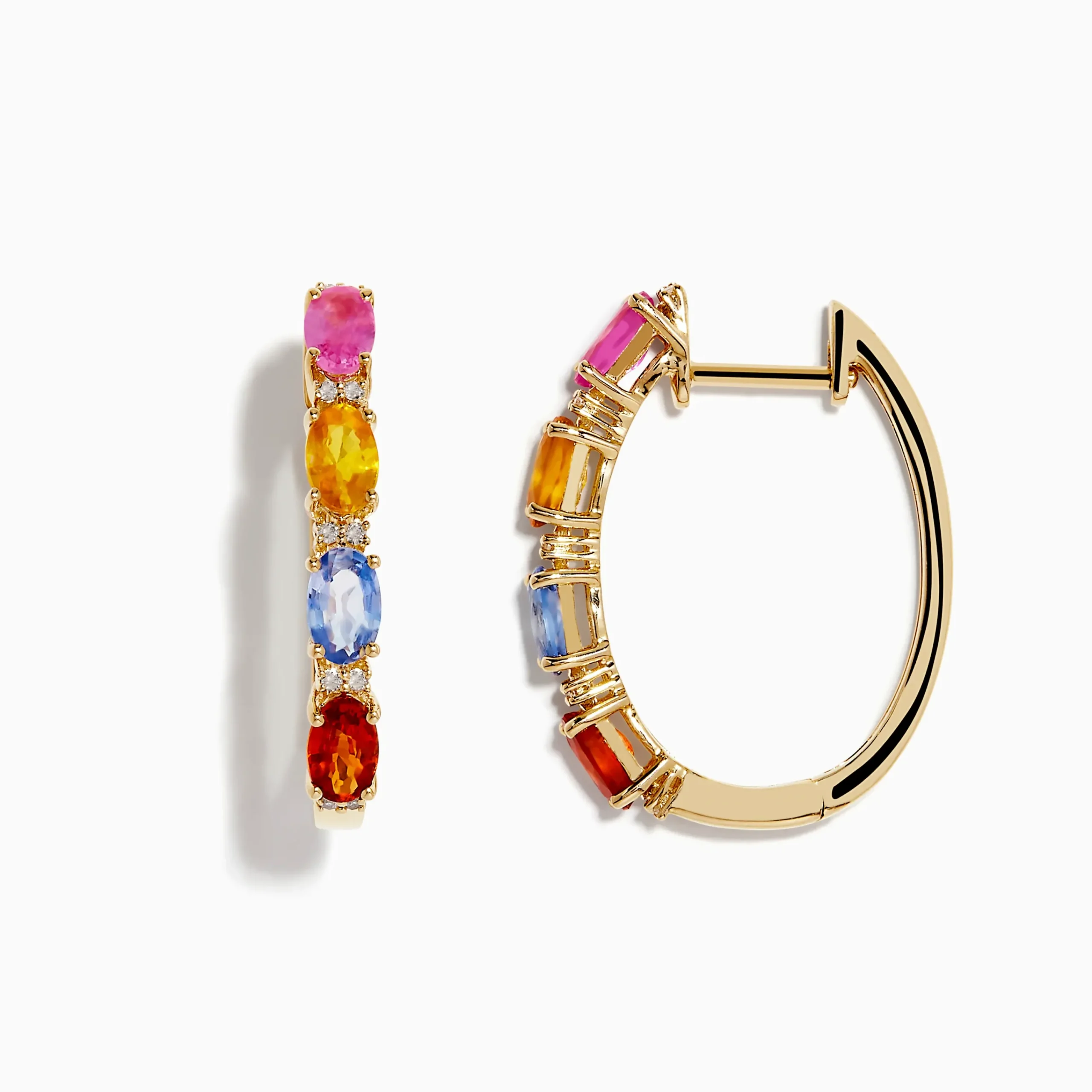 Earrings|Effy Jewelry Watercolors 14K Gold Multi Sapphire and Diamond Earrings, 2.58 TCW