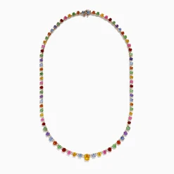 Necklaces & Pendants|Effy Jewelry Watercolors 14K Gold Multi Sapphire and Diamond Necklace