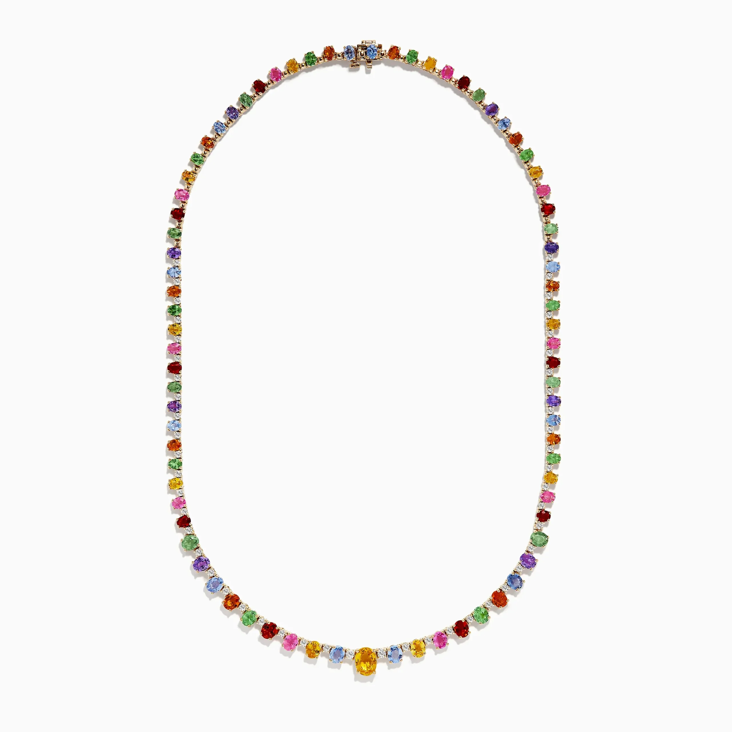 Necklaces & Pendants|Effy Jewelry Watercolors 14K Gold Multi Sapphire and Diamond Necklace