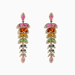 Earrings|BH Multi Watercolors 14K Gold Multi Sapphire and Diamond Earrings, 3.65 TCW