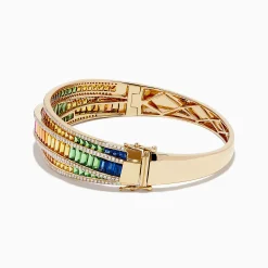 Bracelets|Effy Jewelry Watercolors 14K Gold Multi Sapphire and Diamond Bangle