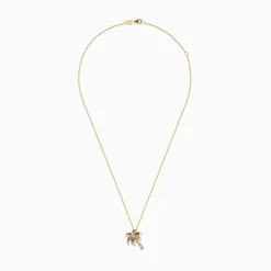 Necklaces & Pendants|BH Multi Watercolors 14K Gold Multi Sapphire and Diamond Palm Tree Pendant