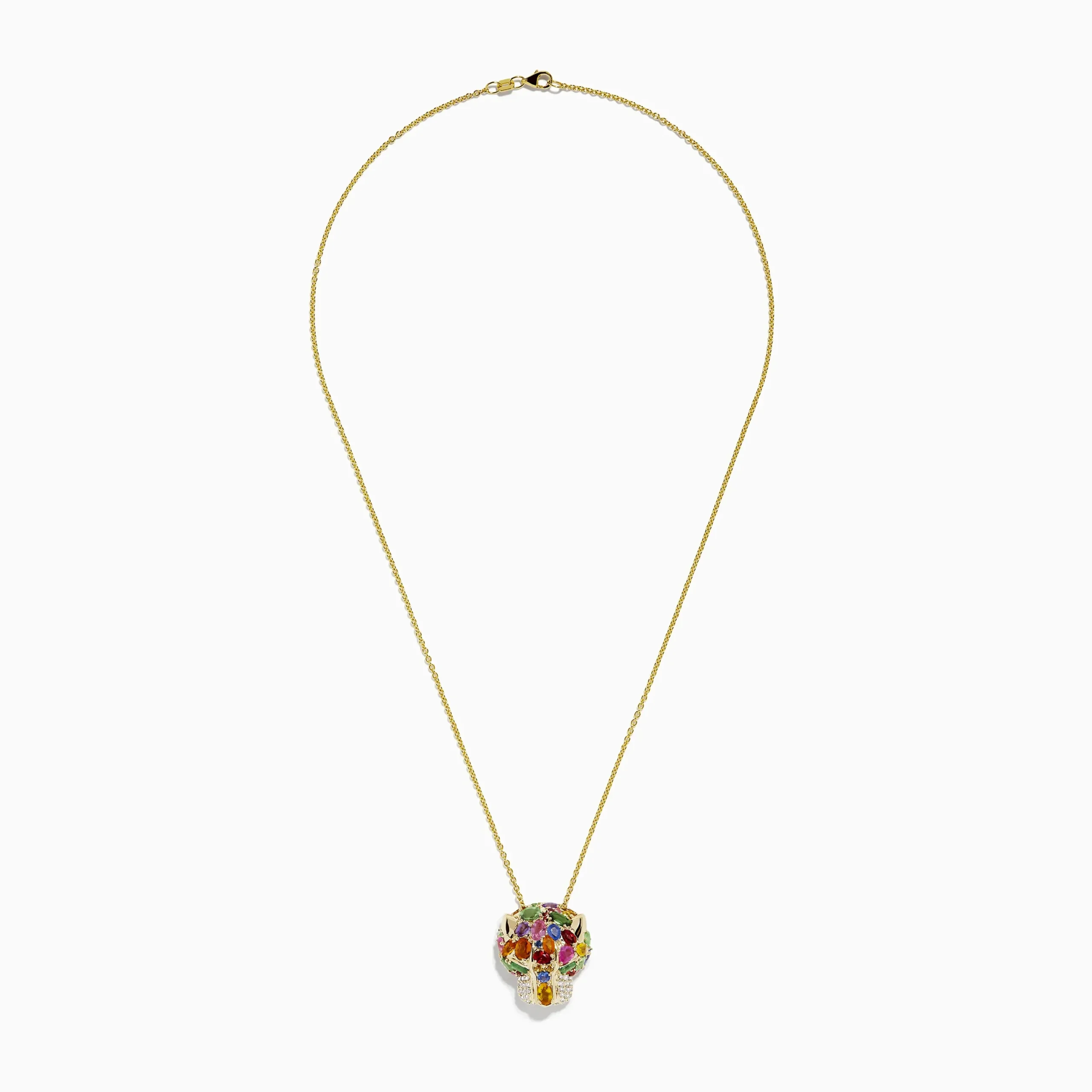 Necklaces & Pendants|Effy Jewelry Watercolors 14K Gold Multi Sapphire, Diamond u0026 Emerald Panther Pendant