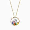 Necklaces & Pendants|Effy Jewelry Watercolors 14K Gold Multi Sapphire Diamond Wave Pendant, 1.63 TCW