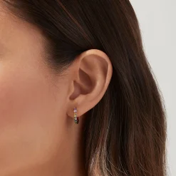 Earrings|BH Multi Watercolors 14K Gold Multi Sapphire Mini Hoop Earrings, 0.66 TCW