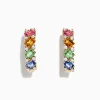 Earrings|BH Multi Watercolors 14K Gold Multi Sapphire and Diamond Earrings, 2.48 TCW