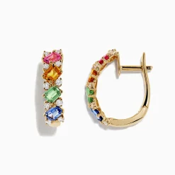 Earrings|BH Multi Watercolors 14K Gold Multi Sapphire and Diamond Earrings, 2.48 TCW