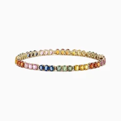 Bracelets|Effy Jewelry Watercolors 14K Gold Multi Sapphire u0026 Diamond Tennis Bracelet, 9.73 TW