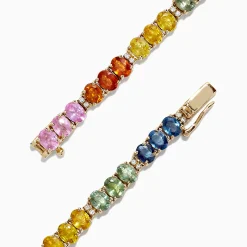 Bracelets|Effy Jewelry Watercolors 14K Gold Multi Sapphire u0026 Diamond Tennis Bracelet, 9.73 TW