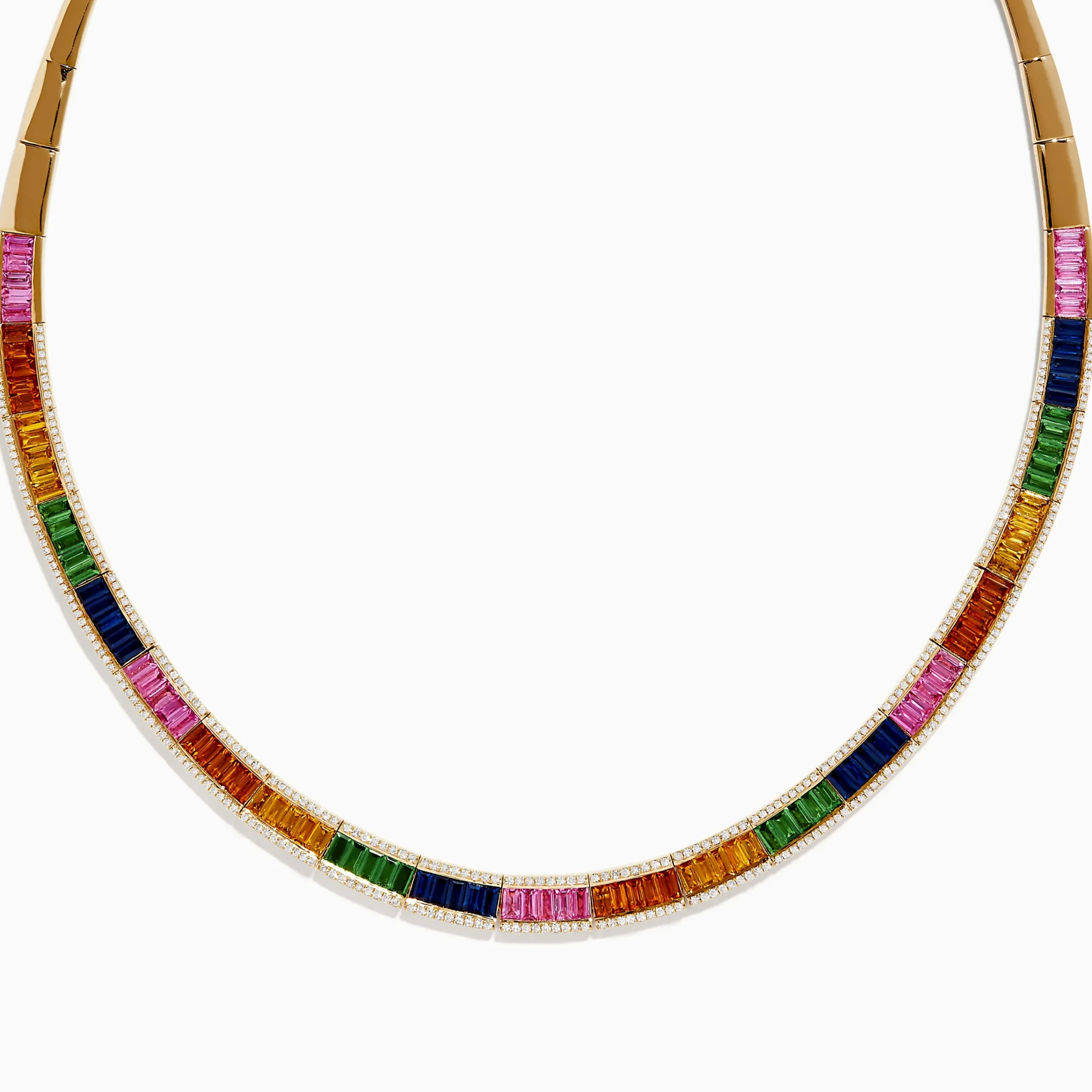 Necklaces & Pendants|Effy Jewelry Watercolors 14K Gold Multi Sapphire and Diamond Necklace